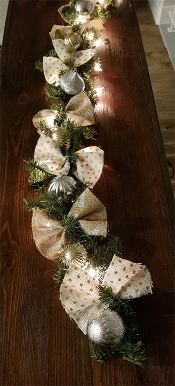 Gold, Green, and White Garland $20